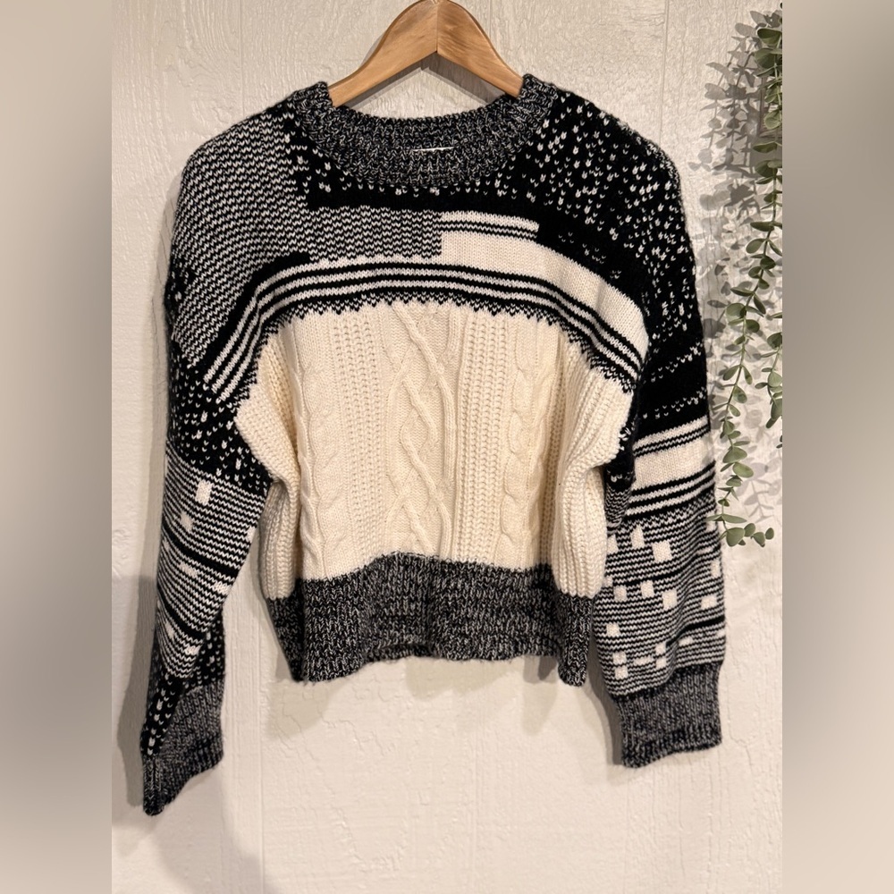 JACQUARD TEXTURE Mix Cable Pullover NWOT sea salt combo